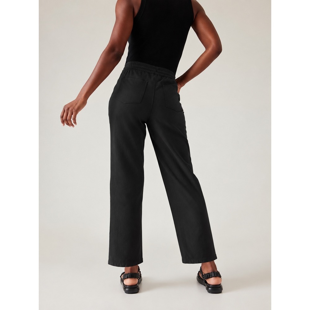 Athleta Wide Leg Pants Black M Tall Minimalist Travel Pull On Workout Casual